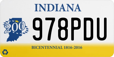IN license plate 978PDU