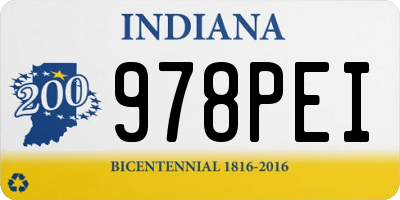 IN license plate 978PEI