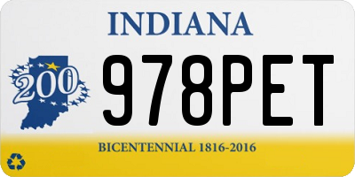 IN license plate 978PET