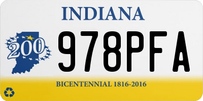 IN license plate 978PFA