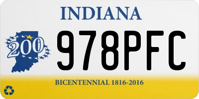 IN license plate 978PFC