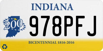 IN license plate 978PFJ