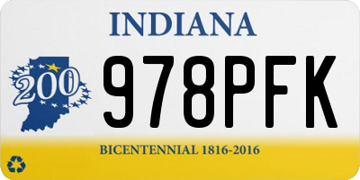 IN license plate 978PFK