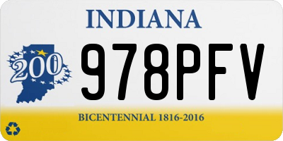 IN license plate 978PFV
