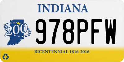 IN license plate 978PFW