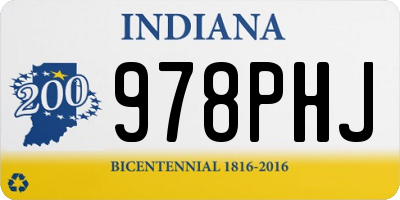 IN license plate 978PHJ