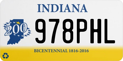 IN license plate 978PHL
