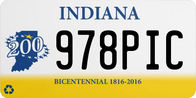 IN license plate 978PIC