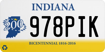 IN license plate 978PIK
