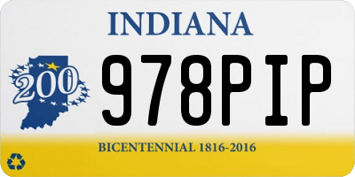 IN license plate 978PIP