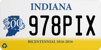 IN license plate 978PIX
