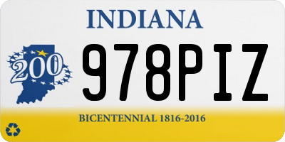 IN license plate 978PIZ