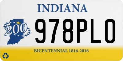 IN license plate 978PLO
