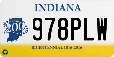 IN license plate 978PLW