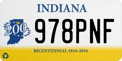 IN license plate 978PNF