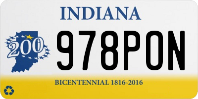 IN license plate 978PON