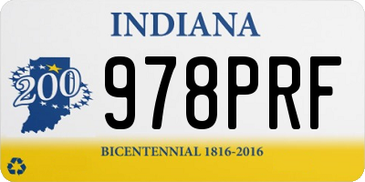 IN license plate 978PRF