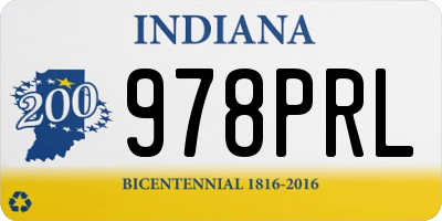IN license plate 978PRL