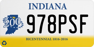 IN license plate 978PSF