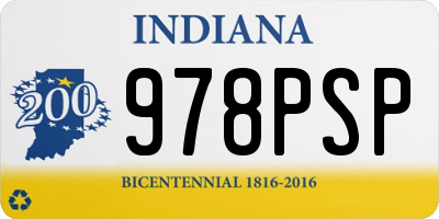 IN license plate 978PSP