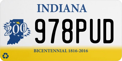 IN license plate 978PUD
