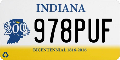 IN license plate 978PUF