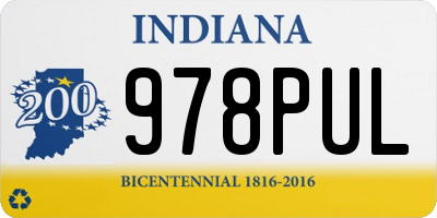 IN license plate 978PUL