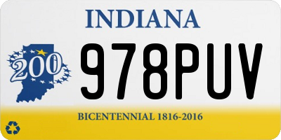 IN license plate 978PUV