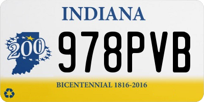IN license plate 978PVB