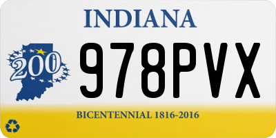 IN license plate 978PVX