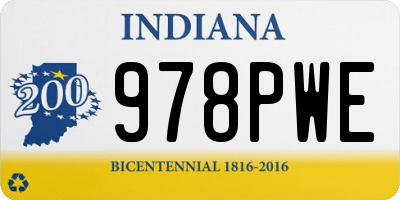 IN license plate 978PWE
