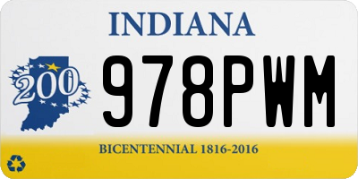 IN license plate 978PWM