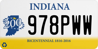 IN license plate 978PWW
