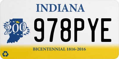 IN license plate 978PYE