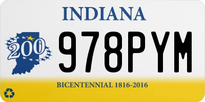 IN license plate 978PYM