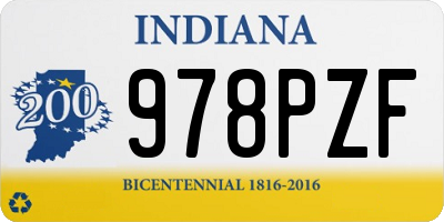 IN license plate 978PZF