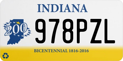 IN license plate 978PZL