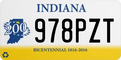 IN license plate 978PZT