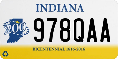 IN license plate 978QAA