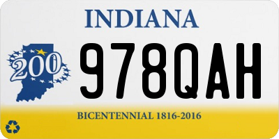 IN license plate 978QAH