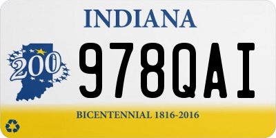 IN license plate 978QAI