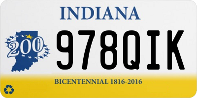 IN license plate 978QIK