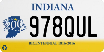 IN license plate 978QUL