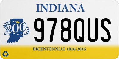 IN license plate 978QUS