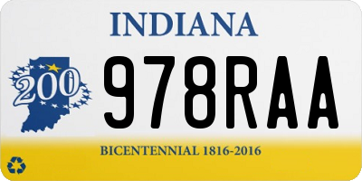 IN license plate 978RAA