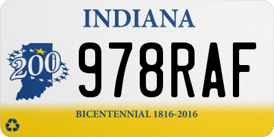 IN license plate 978RAF