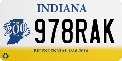 IN license plate 978RAK