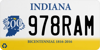 IN license plate 978RAM