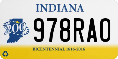 IN license plate 978RAO