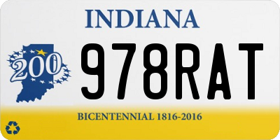 IN license plate 978RAT